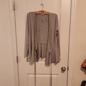 LOFT Gray Waterfall Cardigan Sweater